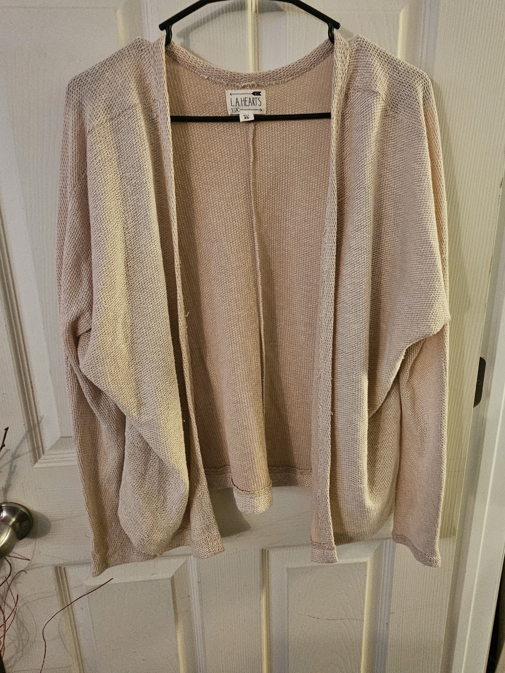 LA Hearts Open-Front Lightweight Cream Knit Cardigan